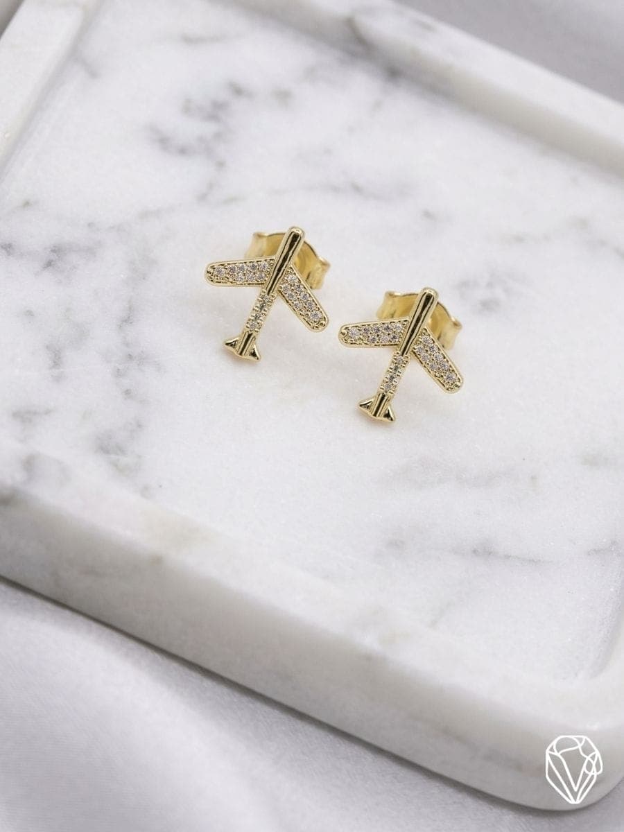 Aretes Avion — Oro Laminado Americano | Varelis Joyería