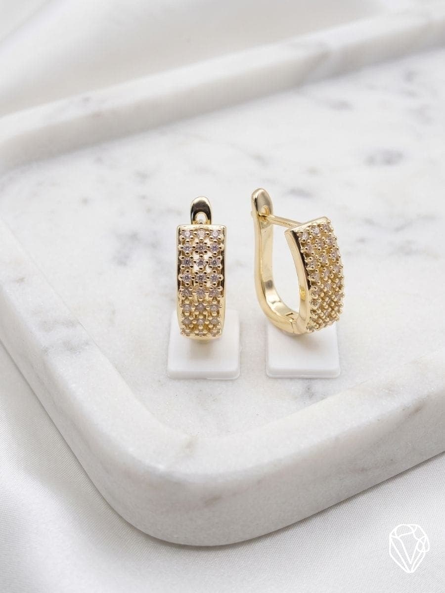 Aretes Argolla Pave — Oro Laminado Americano | Varelis Joyería
