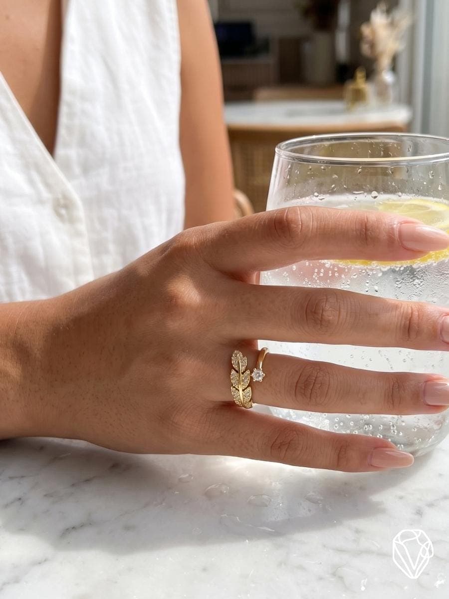 Anillo Ajustable Hoja Oro — vista 2