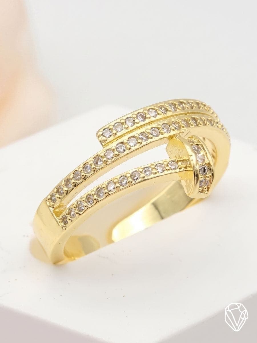 Anillo Ajustable Doble Cinta — Oro Laminado Americano | Varelis Joyería
