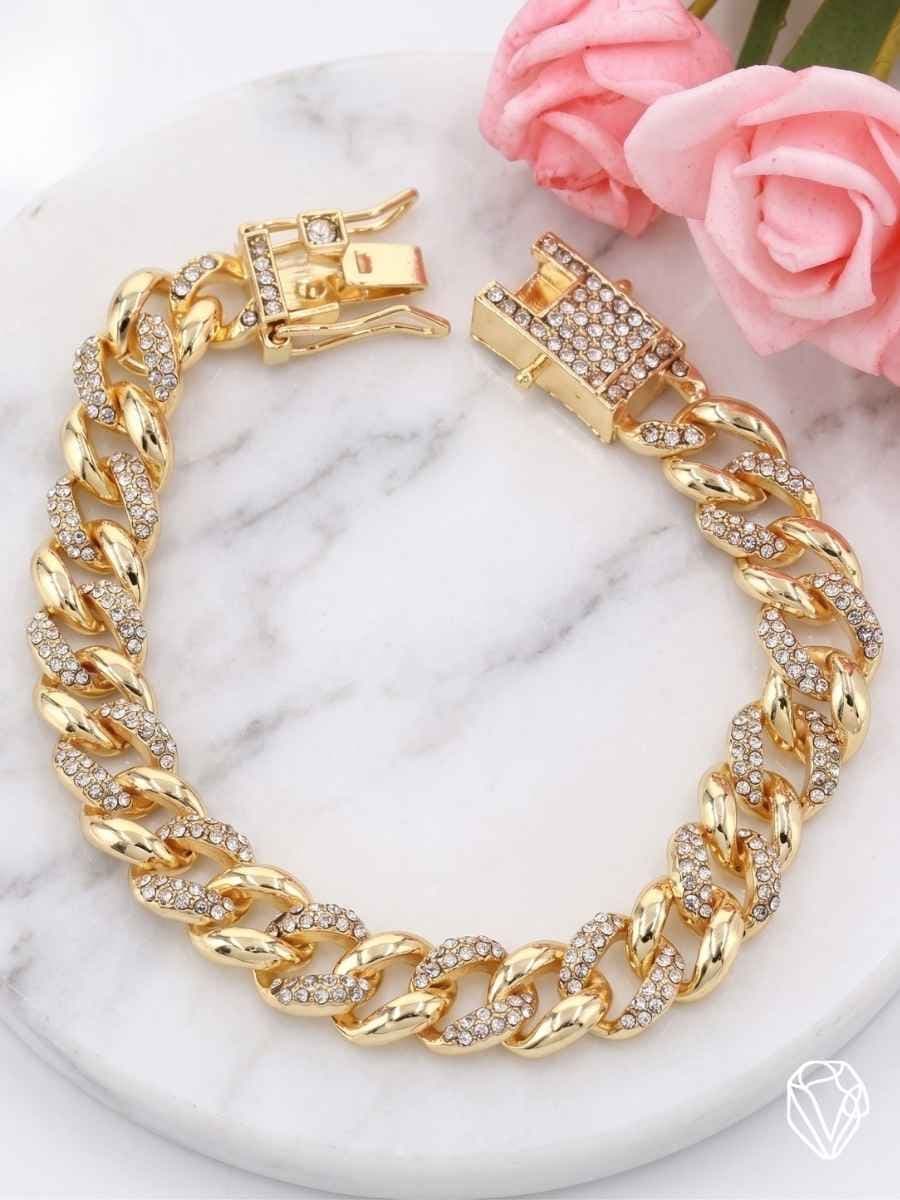 Pulsera Cubana Brillante Dorada — Oro Laminado Americano | Varelis