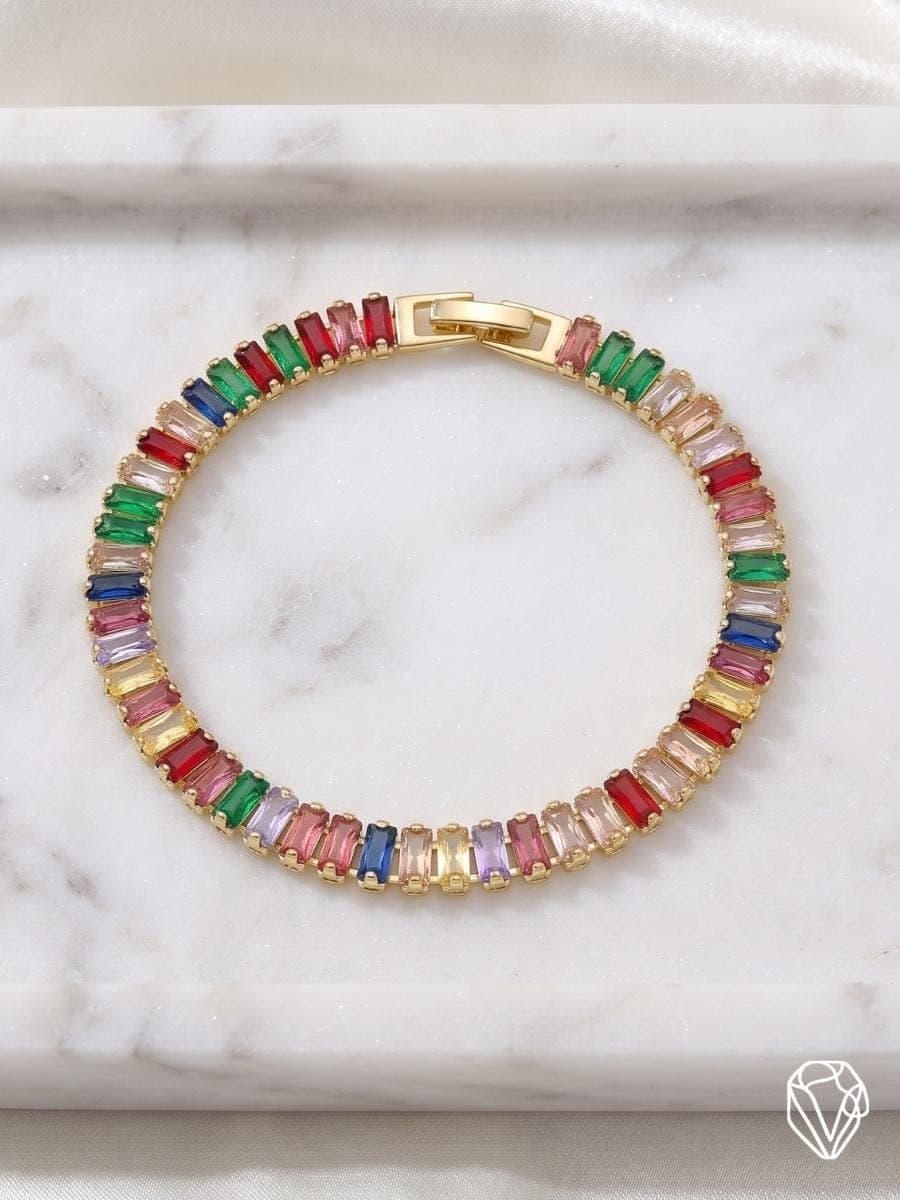Pulsera Tennis Arcoiris — Oro Laminado Americano | Varelis Joyería