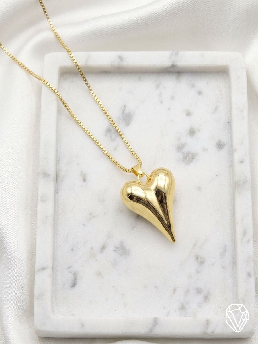 Collar Corazón Volumétrico — Oro Laminado Americano | Varelis Joyería