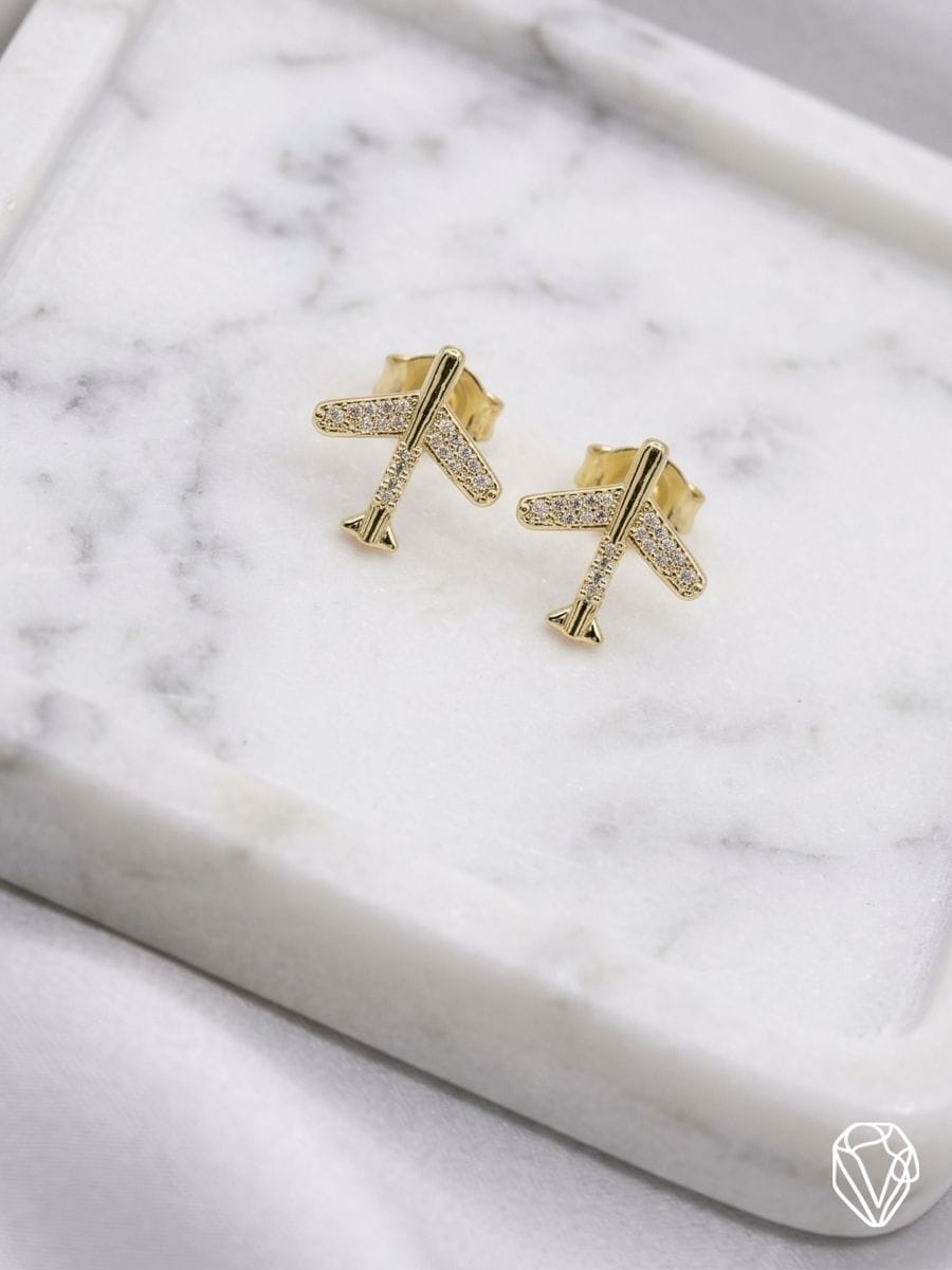 Aretes Avión — Oro Laminado Americano | Varelis Joyería