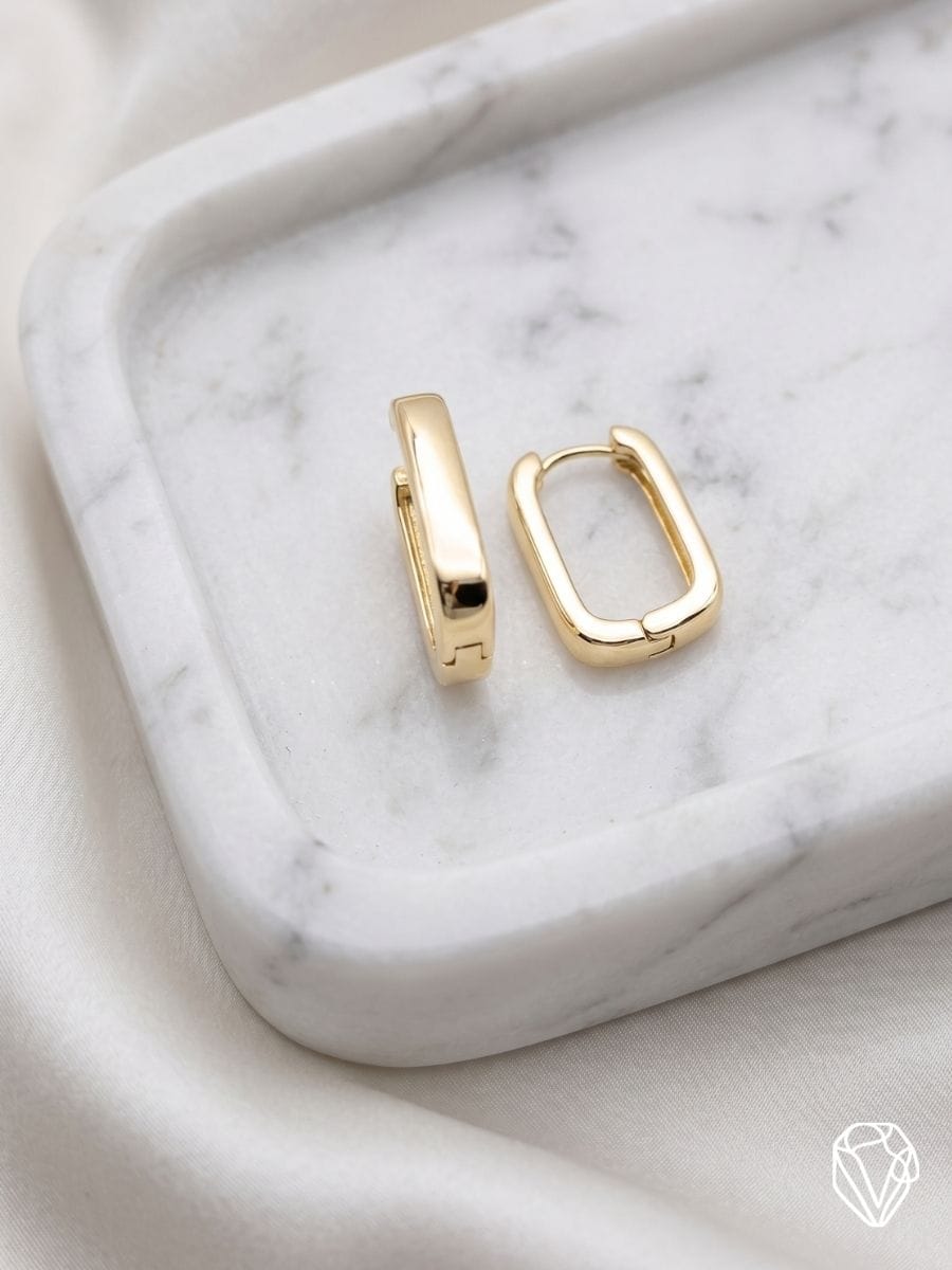 Aretes Argolla Cuadrada — Oro Laminado Americano | Varelis