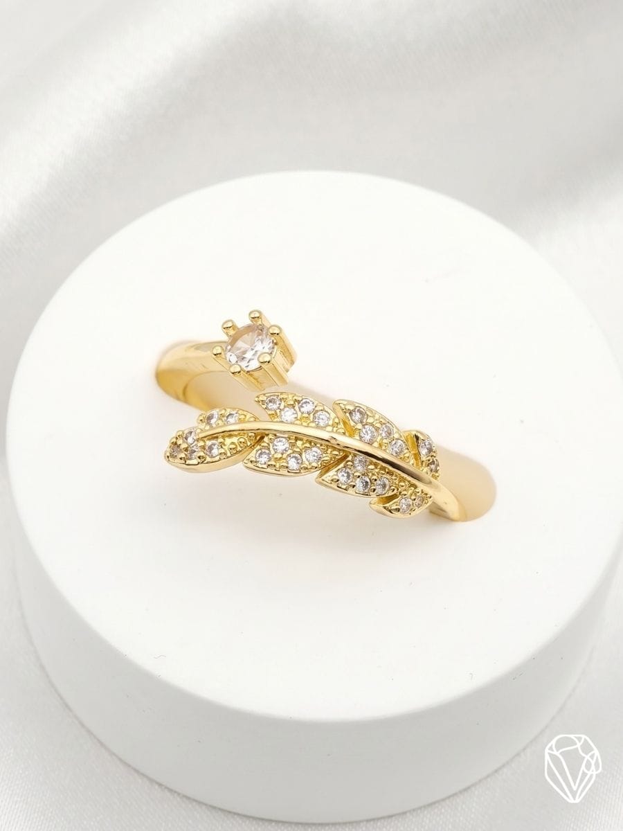Anillo Ajustable Hoja Oro — Oro Laminado Americano | Varelis Joyería
