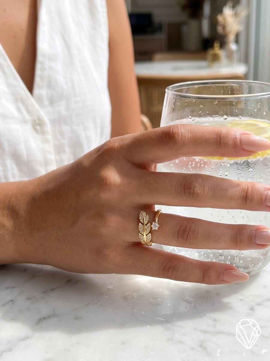 Anillo Ajustable Hoja Oro — vista 2