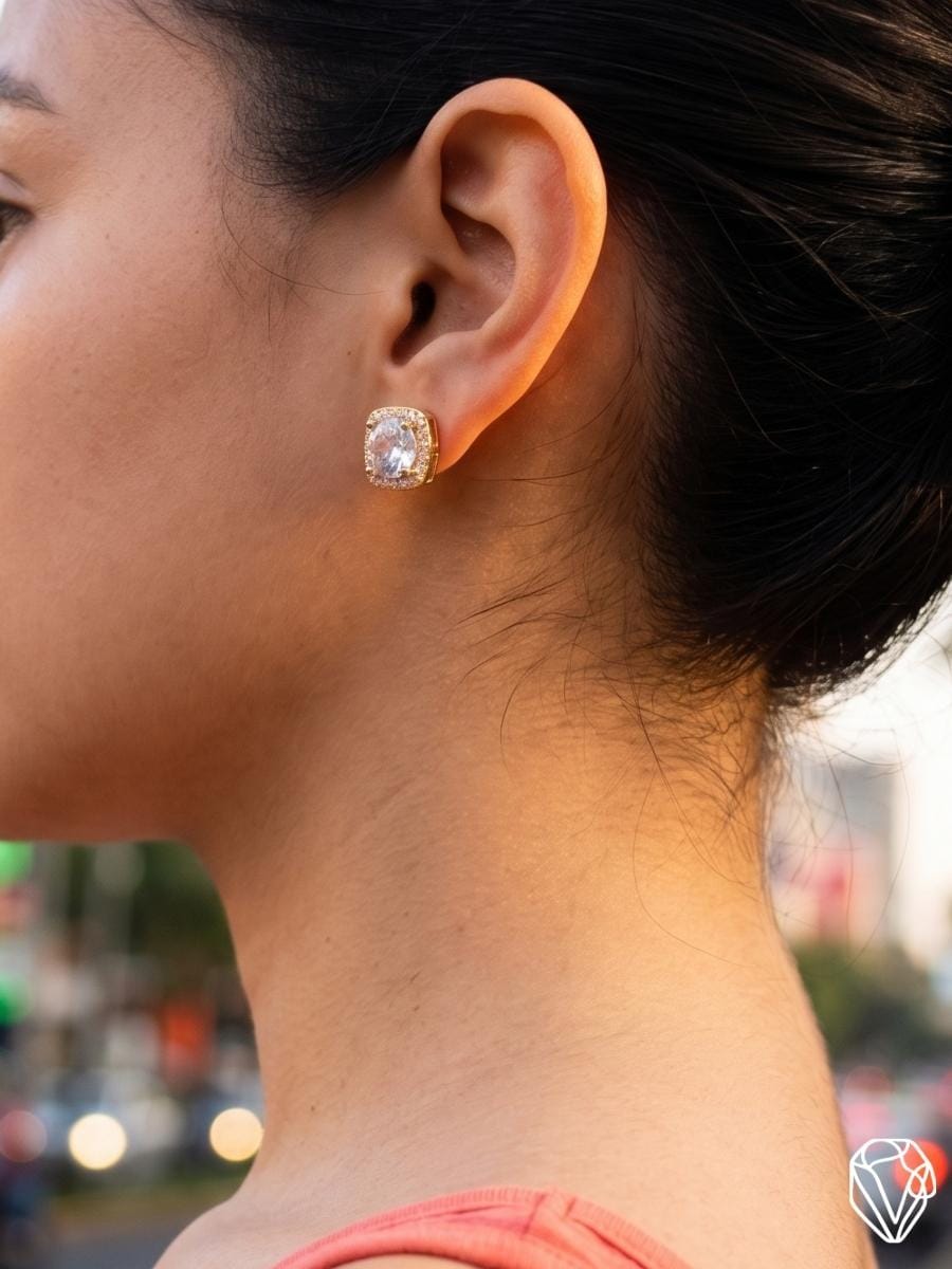 Aretes Cuadrados con Circonia Blanca — vista 2