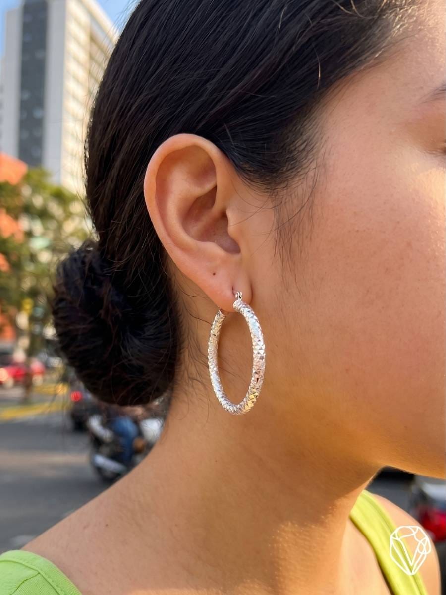 Aretes de Argolla Diamantada — vista 2