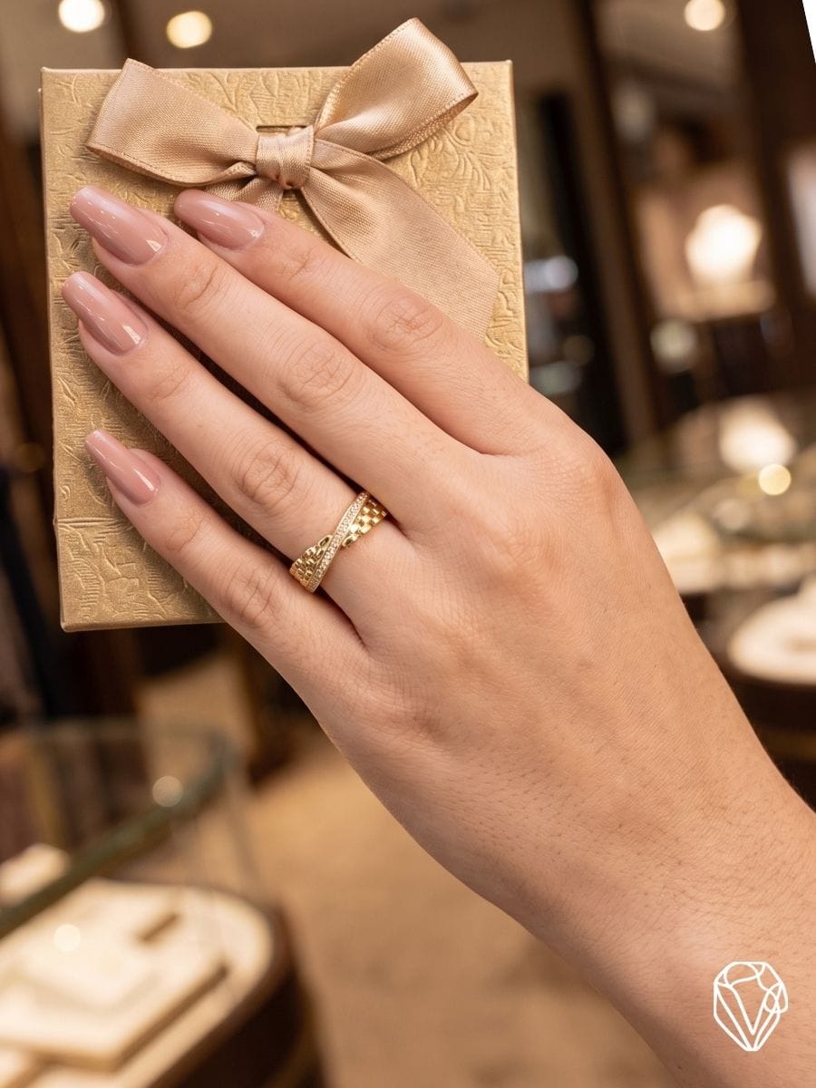 Anillo Cruce Oro — vista 2