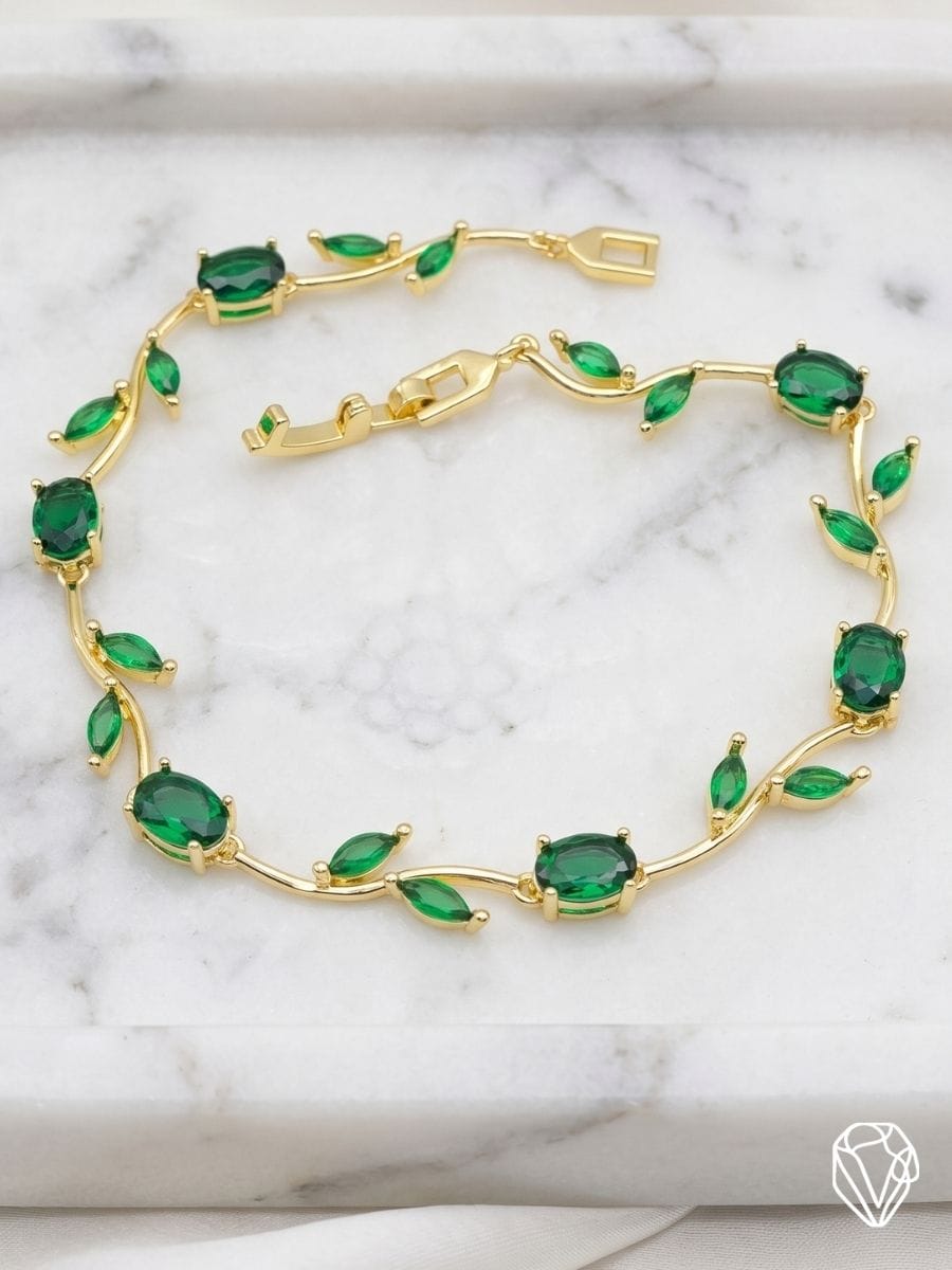 Pulsera Enredadera Verde — Oro Laminado Americano | Varelis