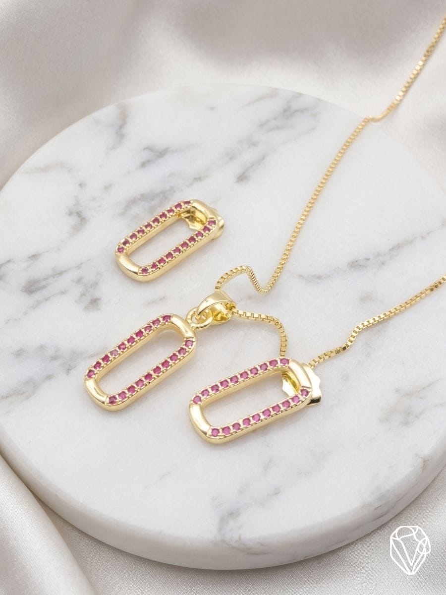 Set Eslabón Rosa — Oro Laminado Americano | Varelis