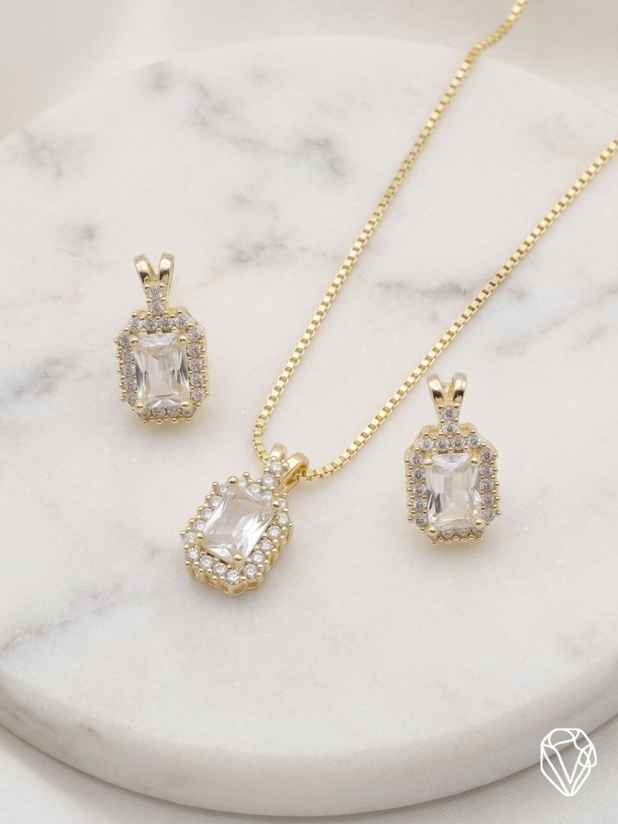 Set Halo Cristal — Oro Laminado Americano | Varelis